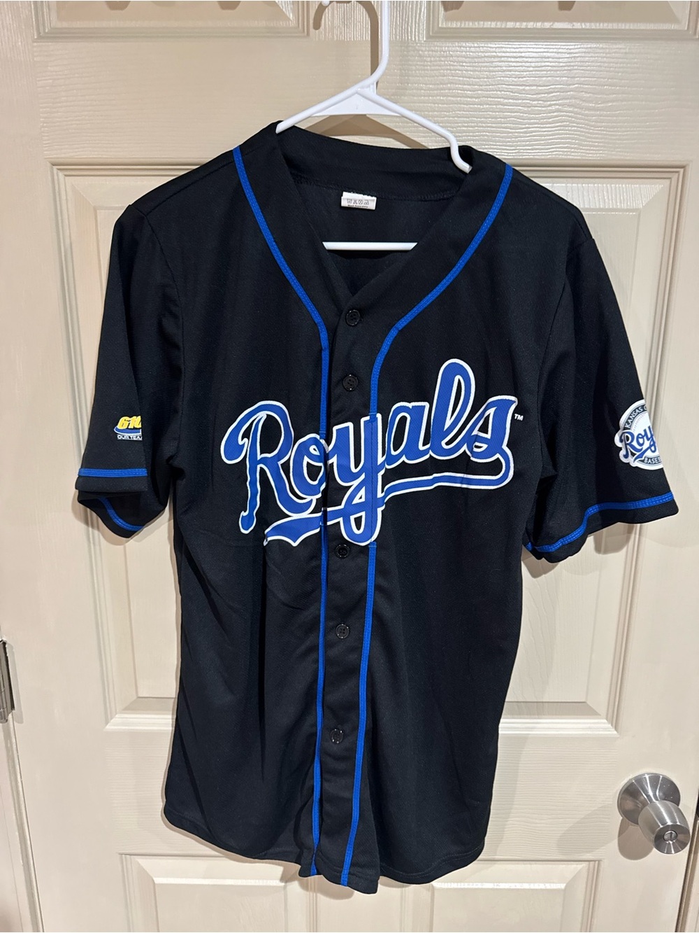 Kansas City Royals Black Baseball Jersey with Blue Trim
